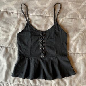 AE Laced-up Peplum Tank Top